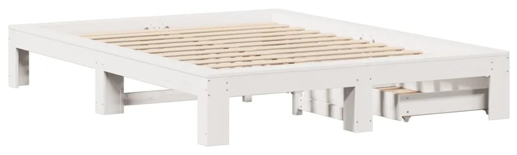 Cama sem colchão 140x190 cm madeira de pinho maciça branco