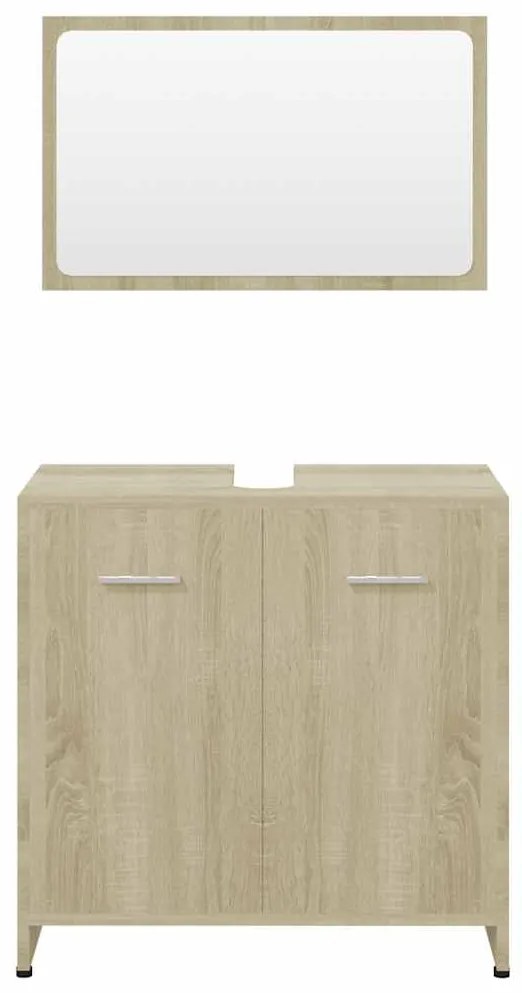 Conjunto móveis casa de banho derivados madeira carvalho sonoma