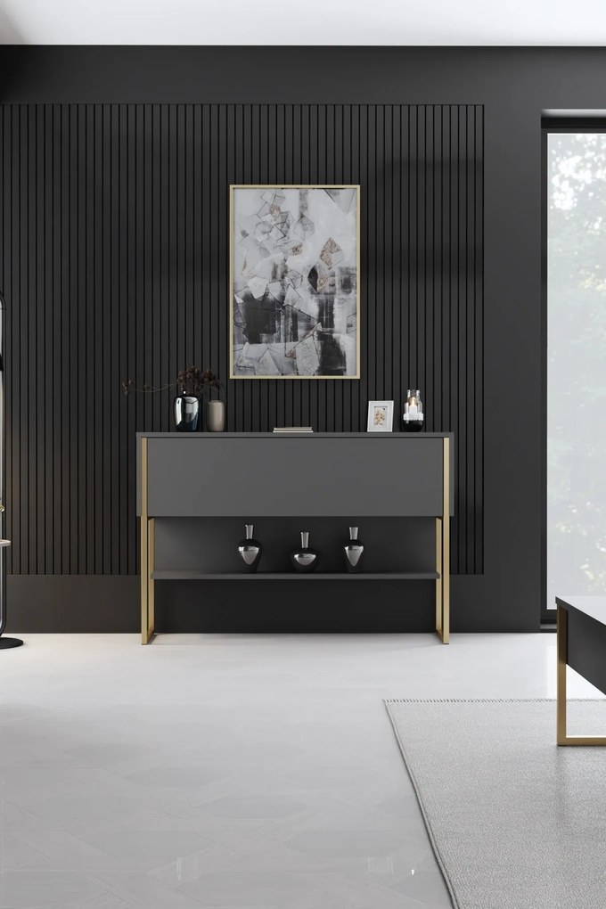 Cômoda Luxe – Dourado e Antracite – 120 x 80 x 30 cm