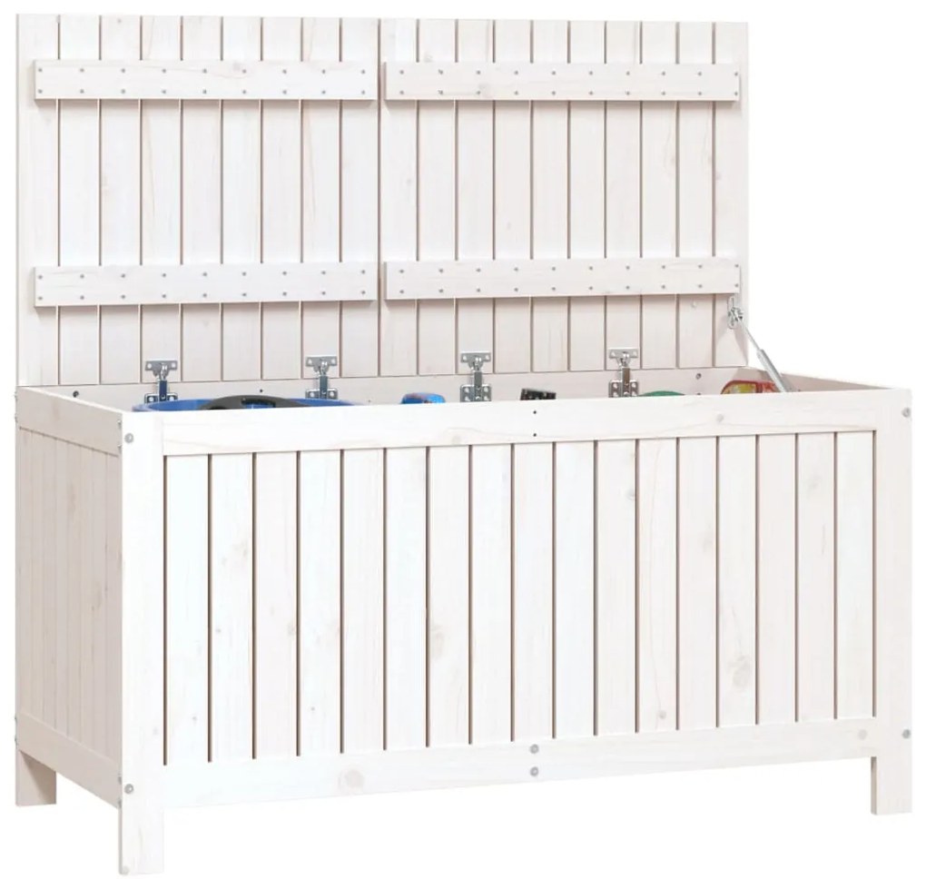 Caixa de arrumação jardim 121x55x64 cm pinho maciço branco