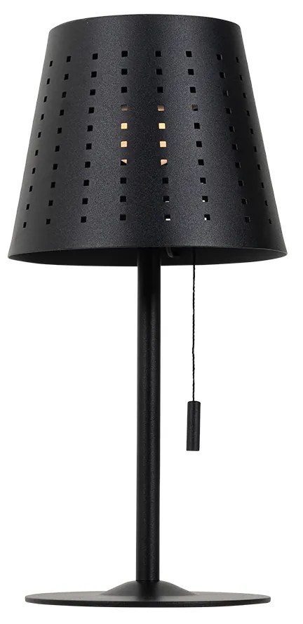 Candeeiro de mesa de exterior preto com LED regulável em 3 níveis recarregável e solar - Ferre Design