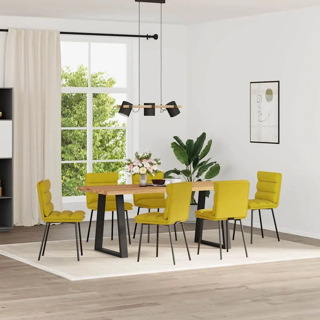 vidaXL Cadeiras de jantar 6 pcs veludo amarelo