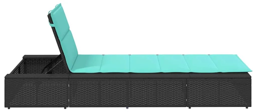 Espreguiçadeira com almofada flutuante vime PE preto