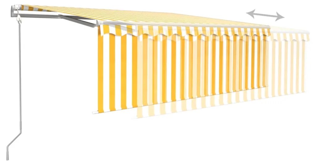 Toldo automático c/ estore/LED/sensor vento 4x3m amarelo/branco