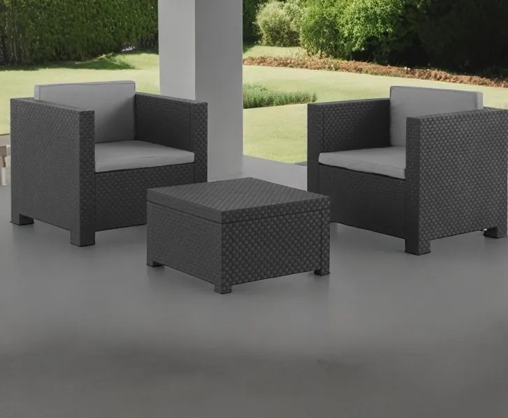 Conjunto Jardim Berner DIVa (2 Poltronas + 1 MESA) Grafit