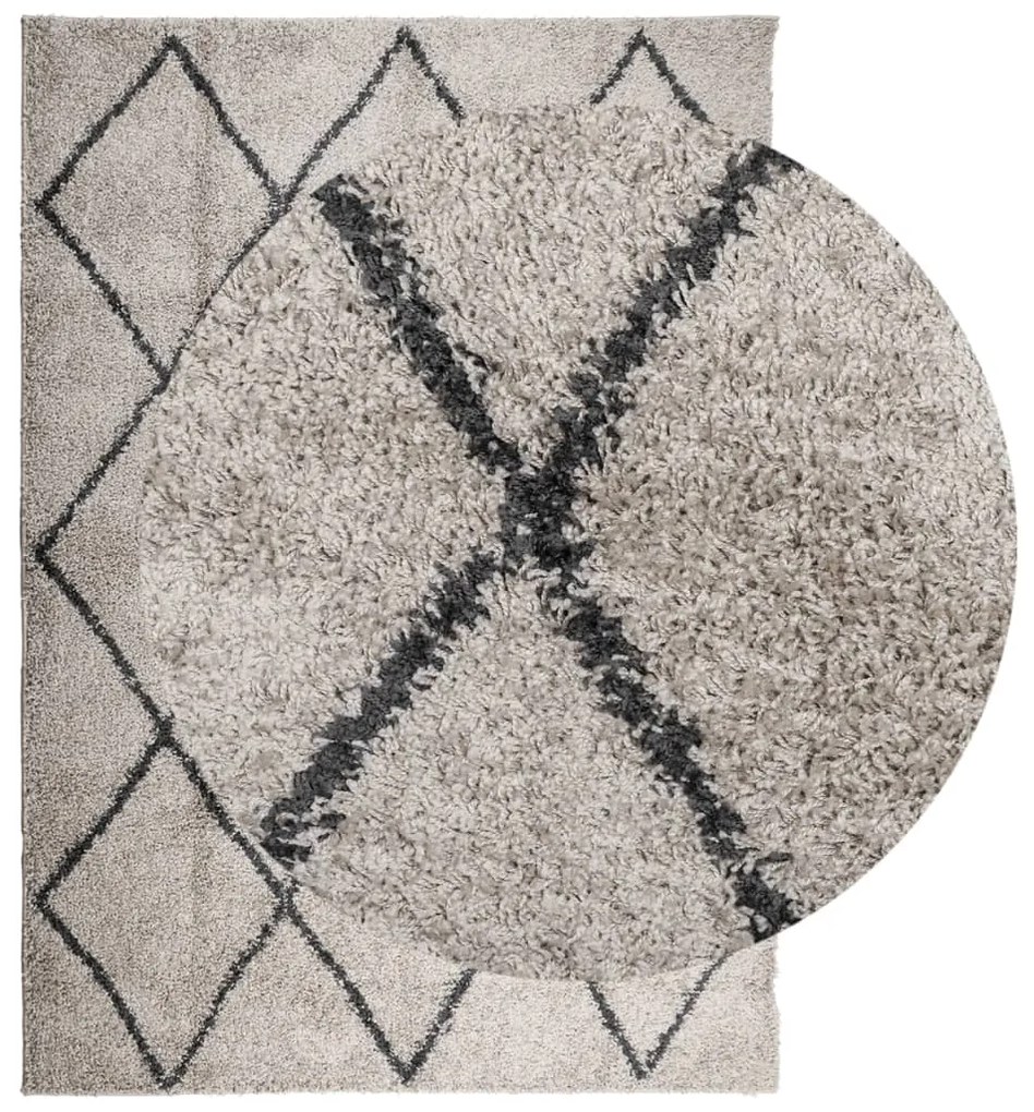 Tapete shaggy de pelo alto PAMPLONA 120x170 cm bege e antracite