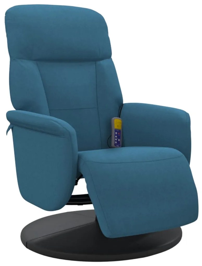 Cadeirão de massagens reclinável com apoio de pés veludo azul