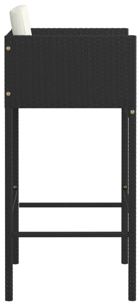 Bancos de bar com almofadões 4 pcs vime PE preto