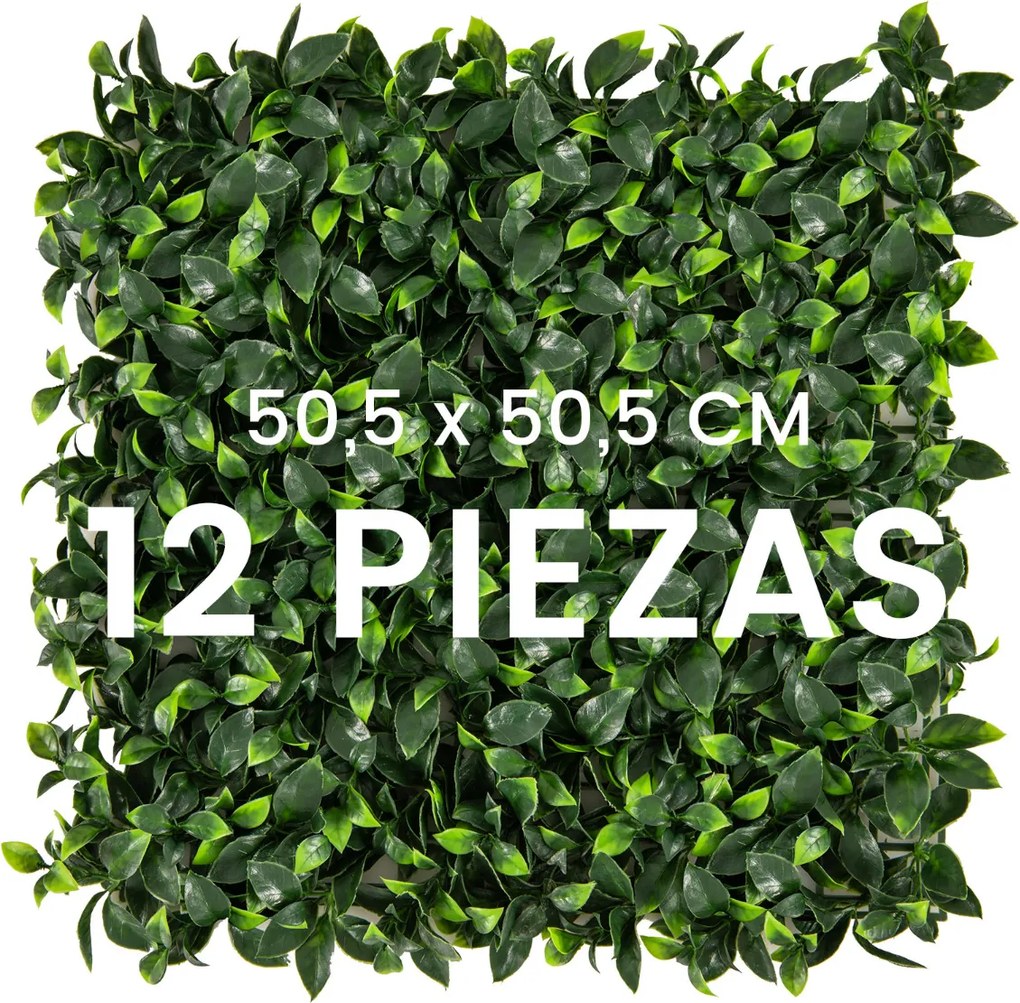 12 Pcs Painéis de Parede de Relva Artificial 50 x 50 cm  Ivy Topiary Gardenia Vegetação Falsa Fundo de Parede