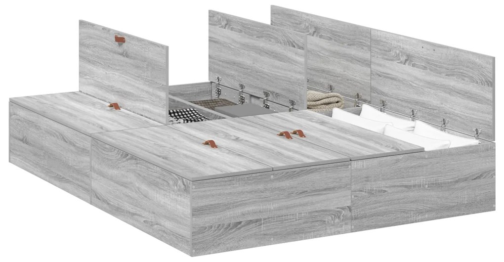 Estrutura de Cama de Armazenamento vidaXL Cinza Sonoma 140x200 cm