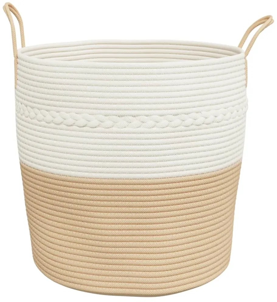 Cesto de arrumação Ø43x38 cm algodão bege e branco