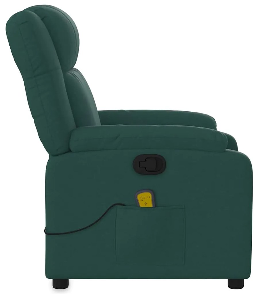 Poltrona de massagens reclinável tecido verde-escuro