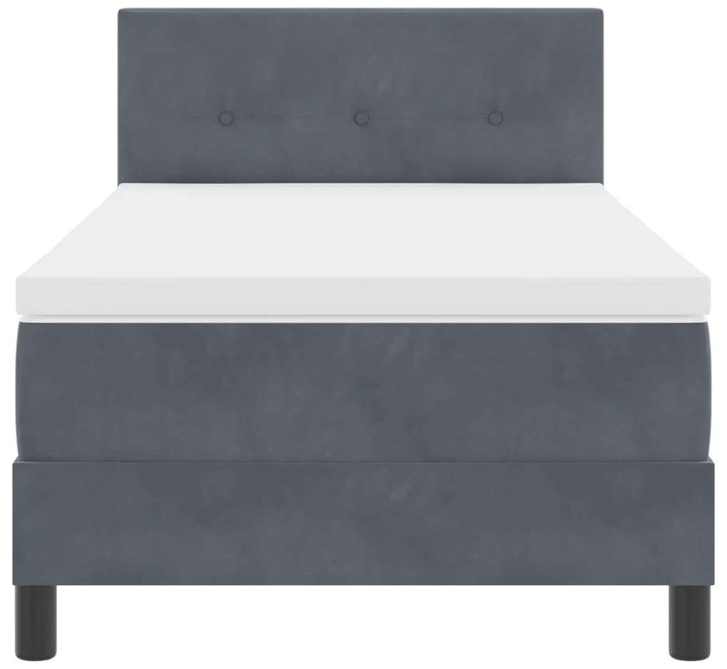 Cama Box com Colchão vidaXL Cinza Escuro 90x200 cm Veludo