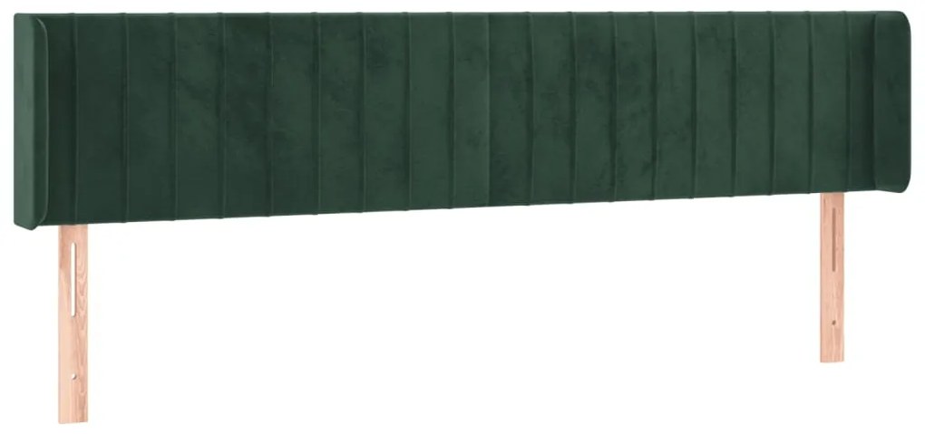 Cabeceira cama c/ luzes LED veludo 183x16x78/88 cm verde-escuro