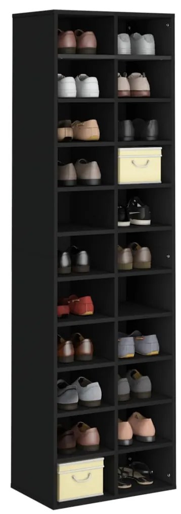 Armário para sapatos 54x34x183 cm contraplacado preto