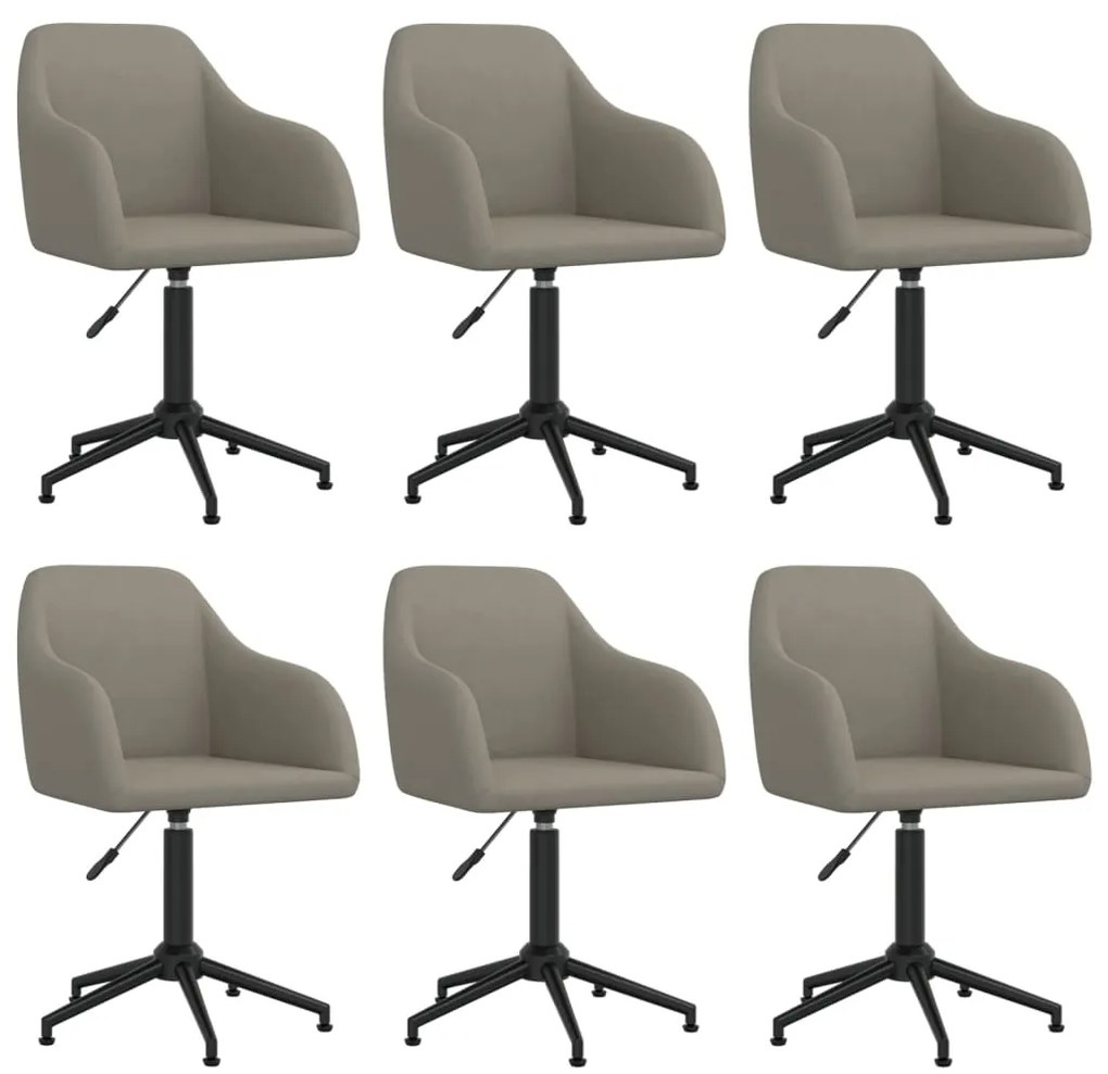 vidaXL Cadeiras de jantar giratórias 6 pcs veludo cinzento-claro