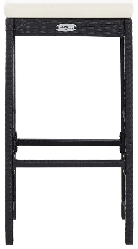 7 pcs conjunto bar para jardim c/ almofadões vime PE preto