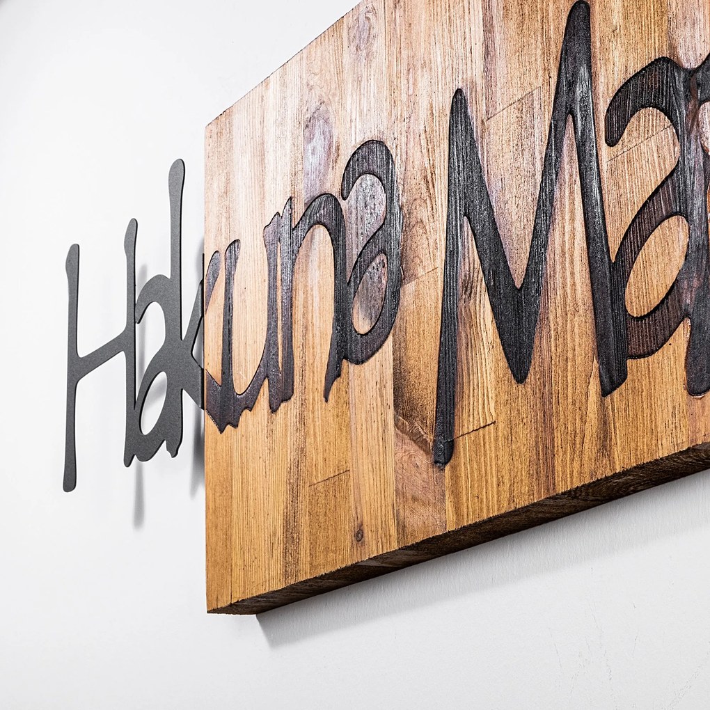 Acessório Decorativo de Parede Hakuna Matata 4 – Preto e Nogueira Clar