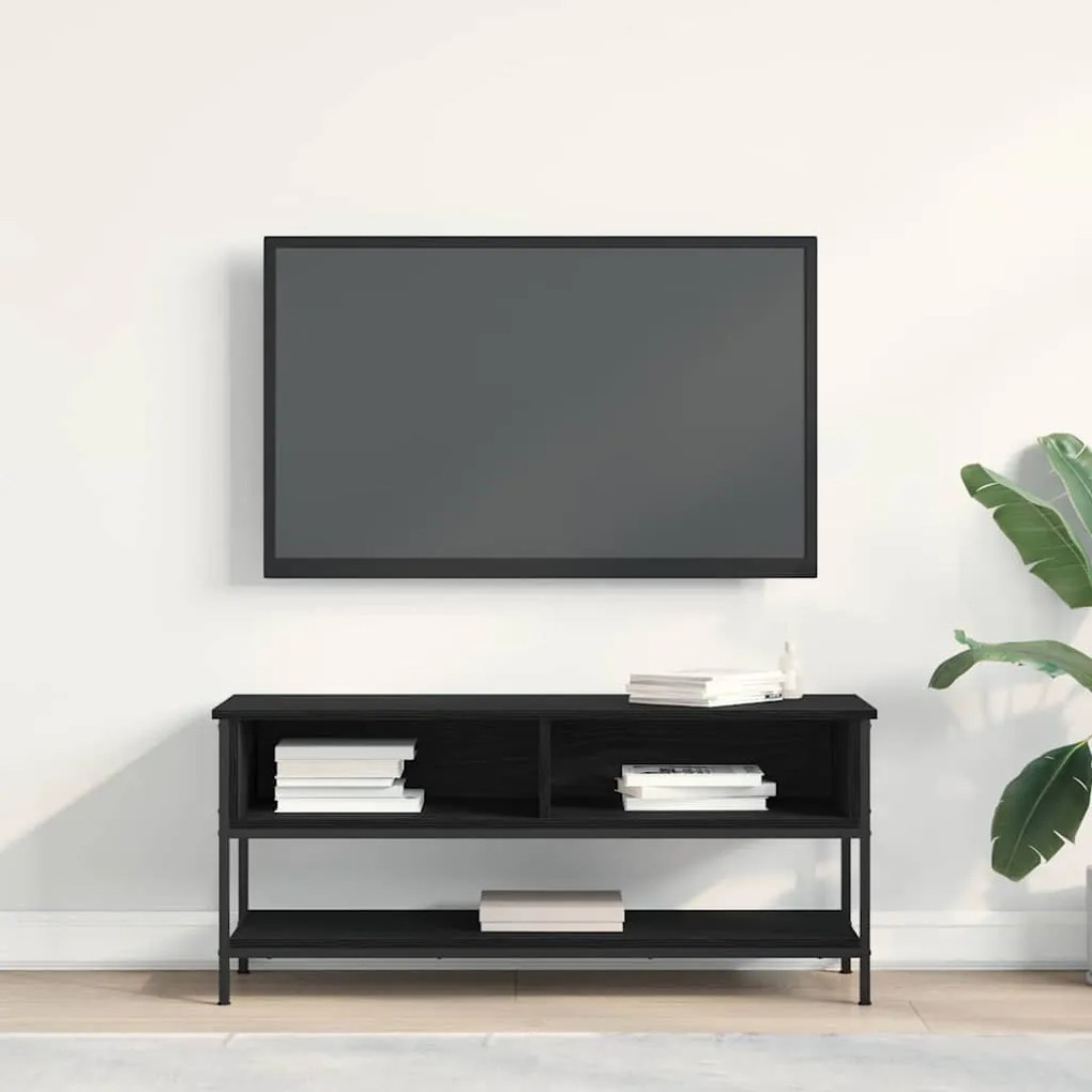 Cabide de TV vidaXL Preto Carvalho 100x35x45 cm Madeira de Engenharia
