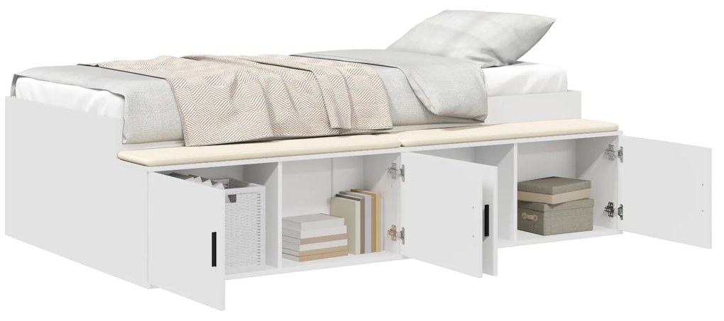 Estrutura de Cama com Armazenamento Branca 90x190 cm
