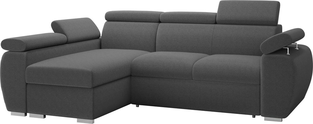 Sofá de canto Columbus 132, Cama com arrumação, 255x170x85cm, 135 kg, Pernas: Plástico, Madeira: Pinheiro