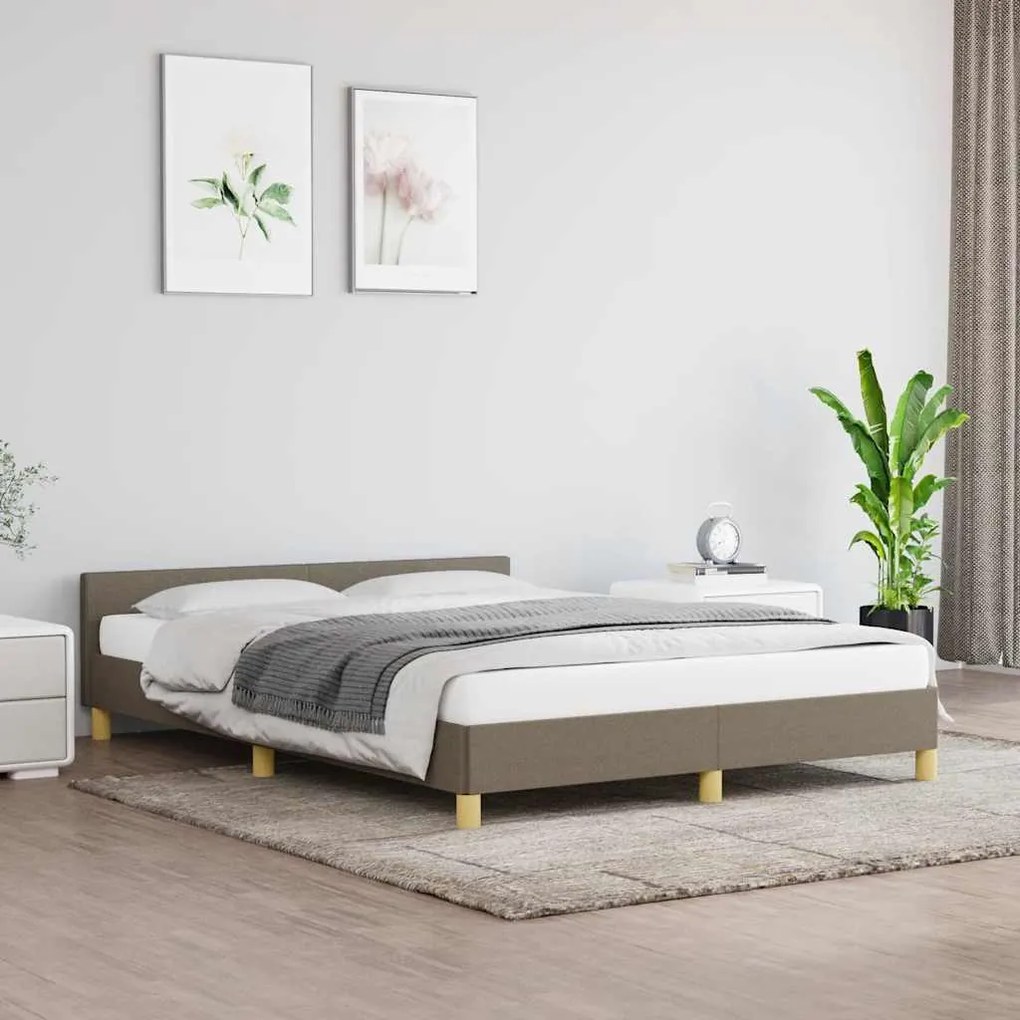 Cama sem colchão 140x190 cm tecido castanho-acinzentado