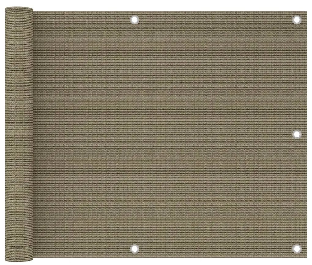 vidaXL Tela de varanda 75x300 cm PEAD cinzento-acastanhado