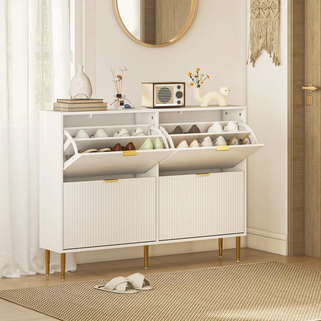 Sapateira Estreita Sapateira para Entrada com Prateleiras Ajustáveis para 20 Pares de Sapatos 105x24x91,5 cm Branco