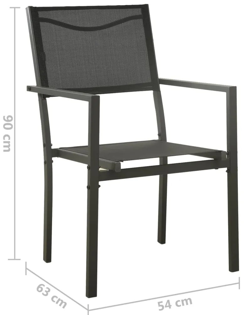 Cadeiras de jardim 2 pcs textilene e aço preto/antracite