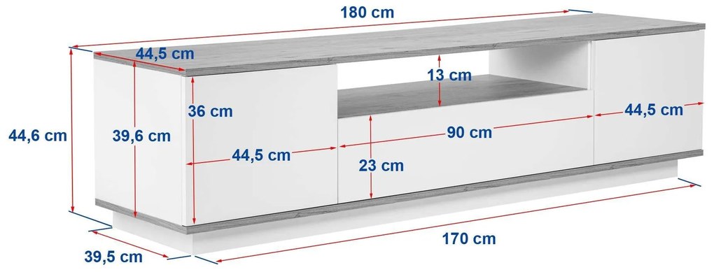 Suporte para TV Veramıont – Branco Atlantic Pine – 180x44,6x44,5 cm