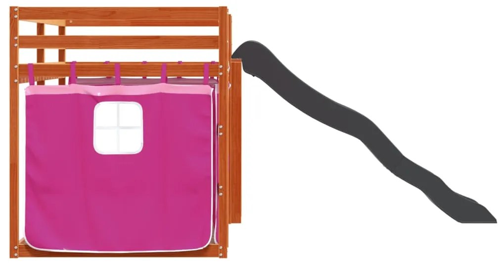 Beliche com escorrega e cortinas 90x190 cm rosa