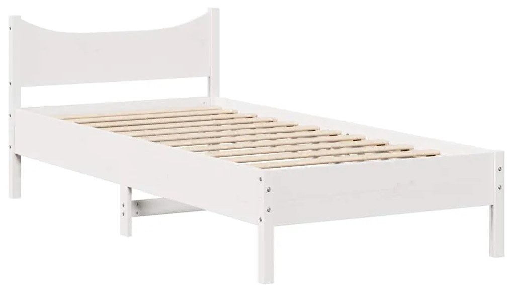 Estrutura de cama c/ gavetas 90x200 cm pinho maciço branco