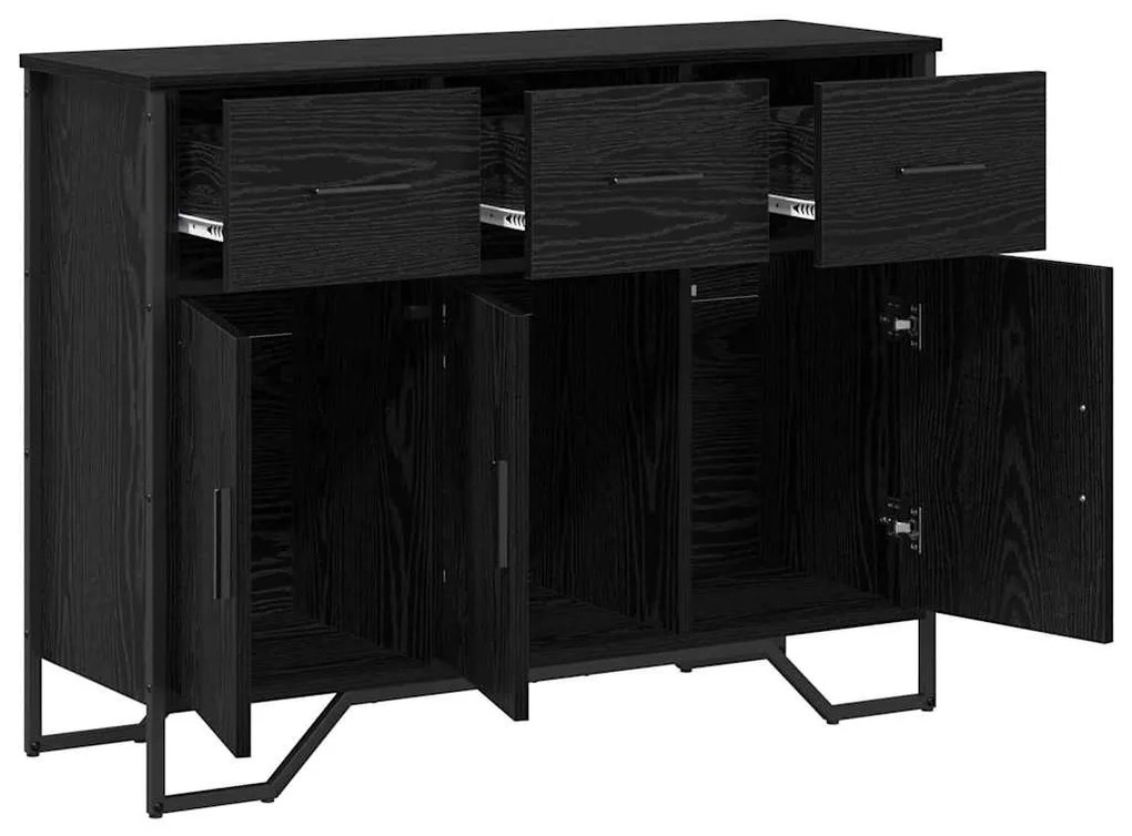 Aparador Carvalho Preto 97x32,5x74,5 cm Madeira Engenheirada