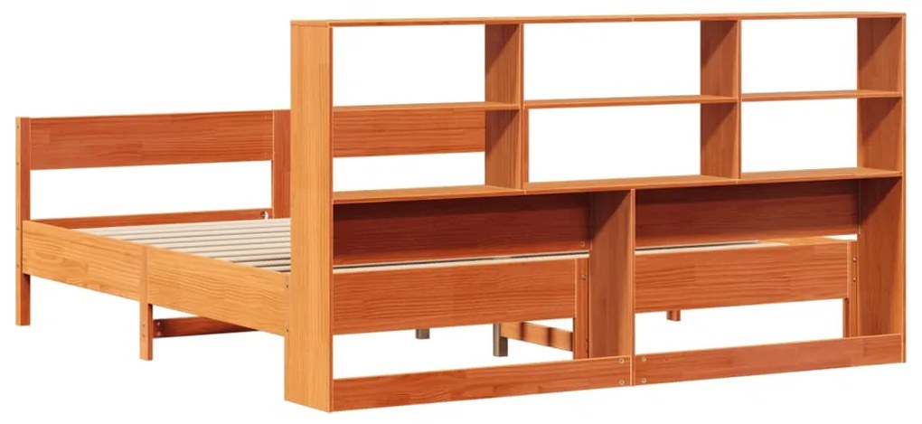 Cama com estante sem colchão 200x200 cm pinho maciço