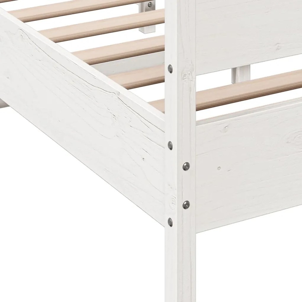 Cama sem colchão 135x190 cm madeira de pinho maciça branco
