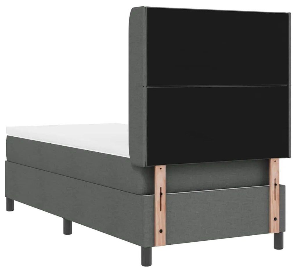 Cama Box com Colchão e LED Cinza Escuro 90x200 cm em Tecido.