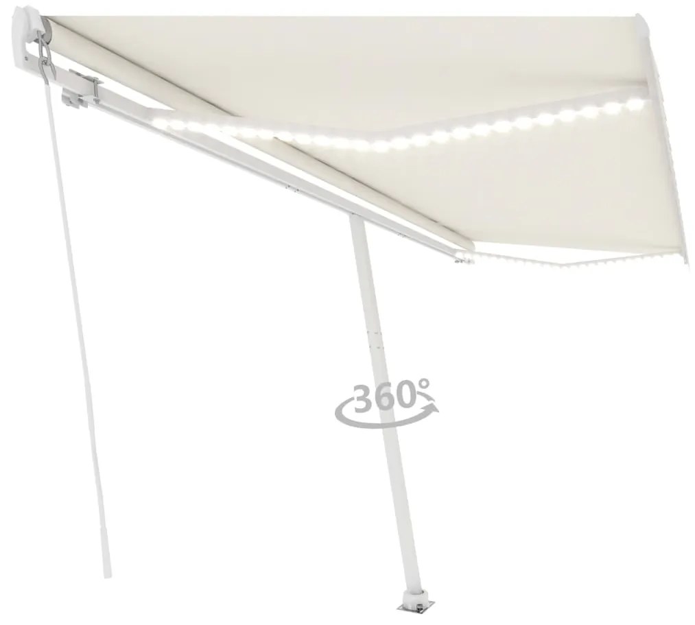 Toldo retrátil manual com LED 500x350 cm cor creme