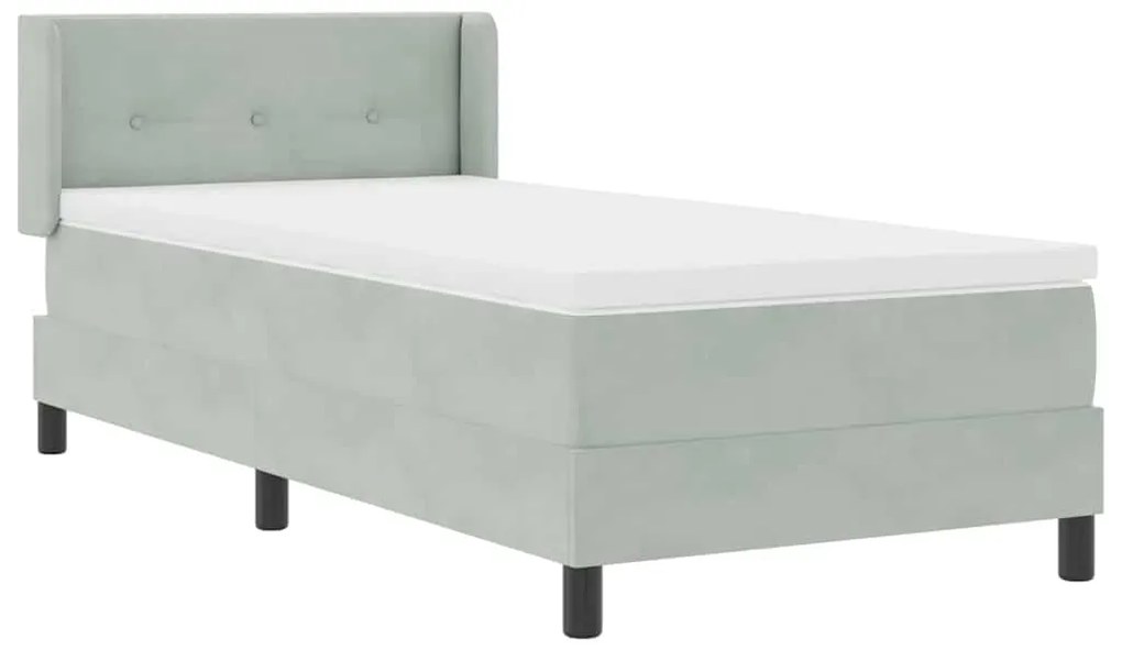 Cama Box Spring com Colchão Cinza Claro 90x190 cm Veludo