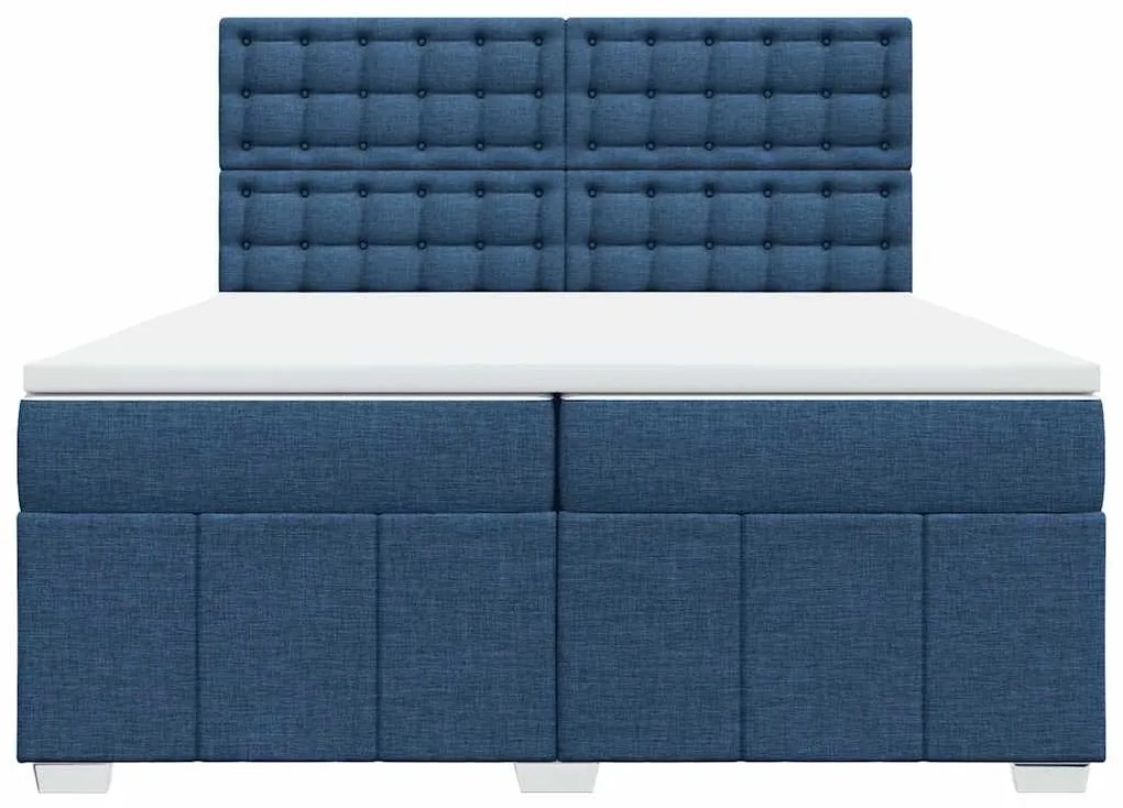 Cama com molas/colchão 200x200 cm tecido azul