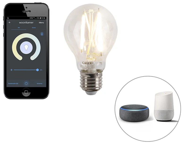 LED Candeeiro de suspensão inteligente preto com vidro fumê incl. WiFi A60 - Bliss Retro,Moderno