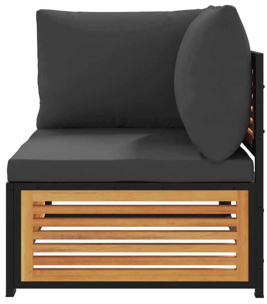 2 pcs conjunto de sofás de jardim c/ almofadões acácia maciça