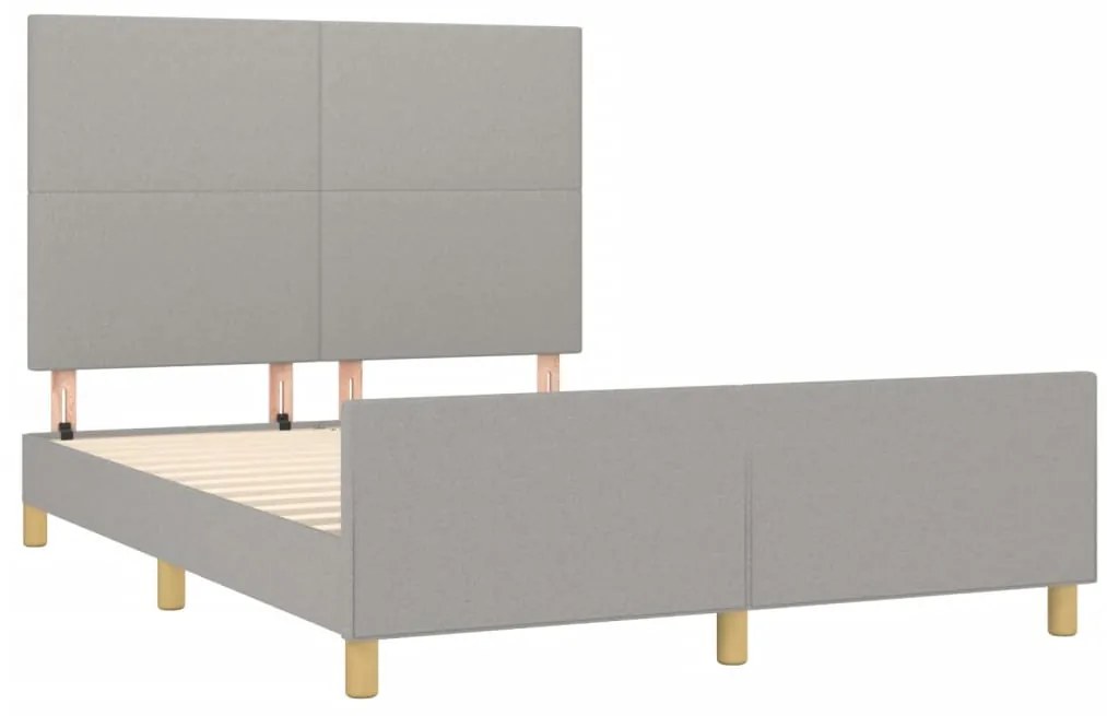 Estrutura de cama sem colchão 140x200 cm tecido cinzento-claro