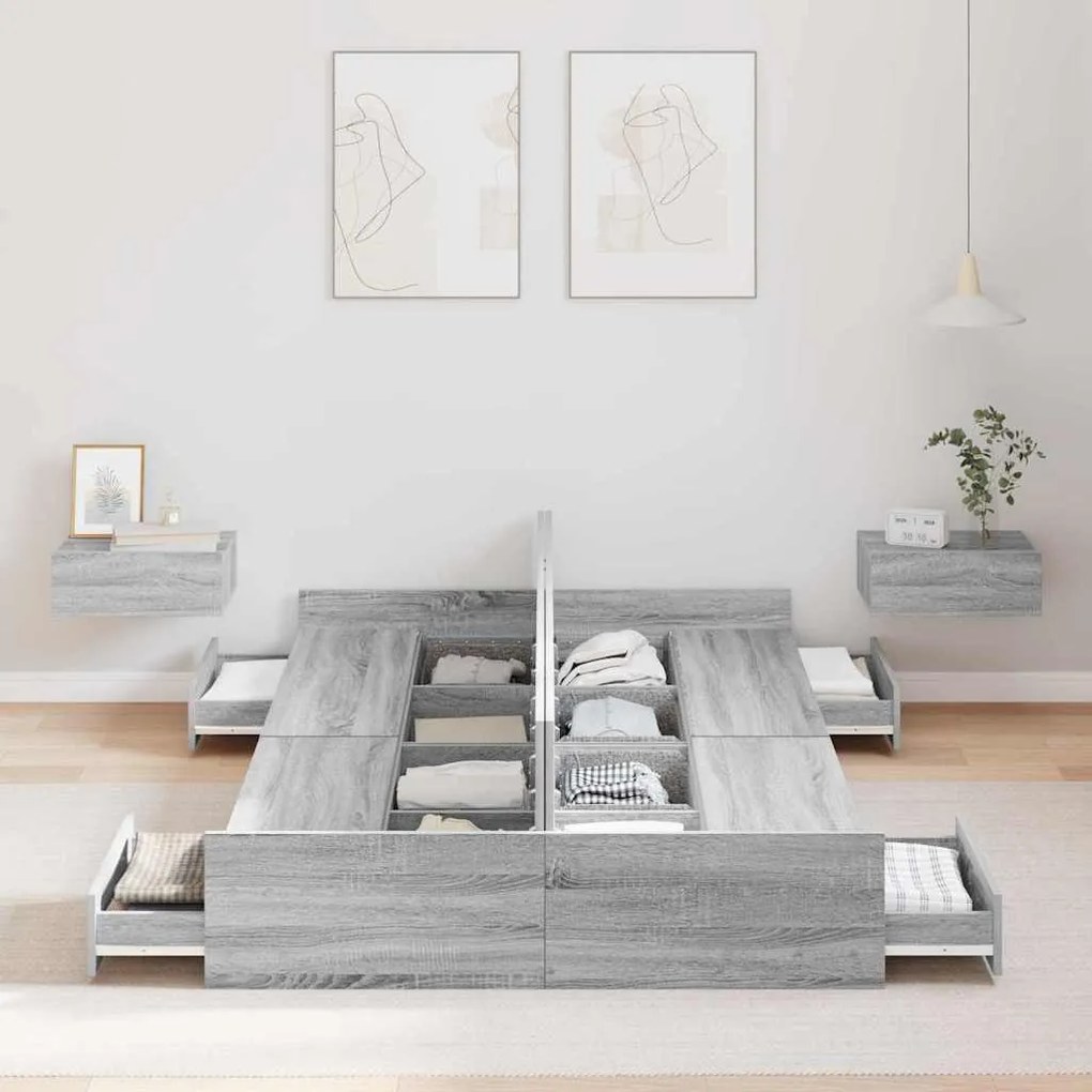 Cama com armazenamento Grey Sonoma Sonoma cinzento 120 x 190 cm