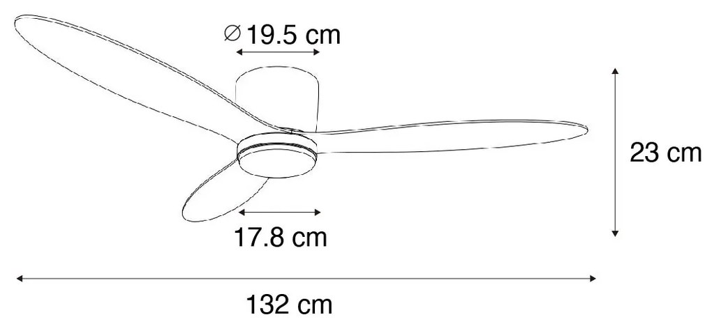 Ventilador de teto inteligente branco com LED e comando remoto - Sofio Design