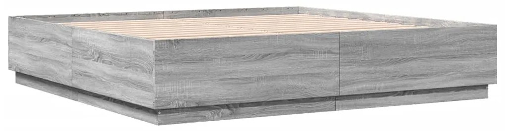 Estrutura de cama 200x200 cm derivados madeira cinzento sonoma