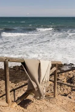 Toalha De Praia Em Algodão Calicut Tapioca Bege & 100 X 180 Cm - Sklum