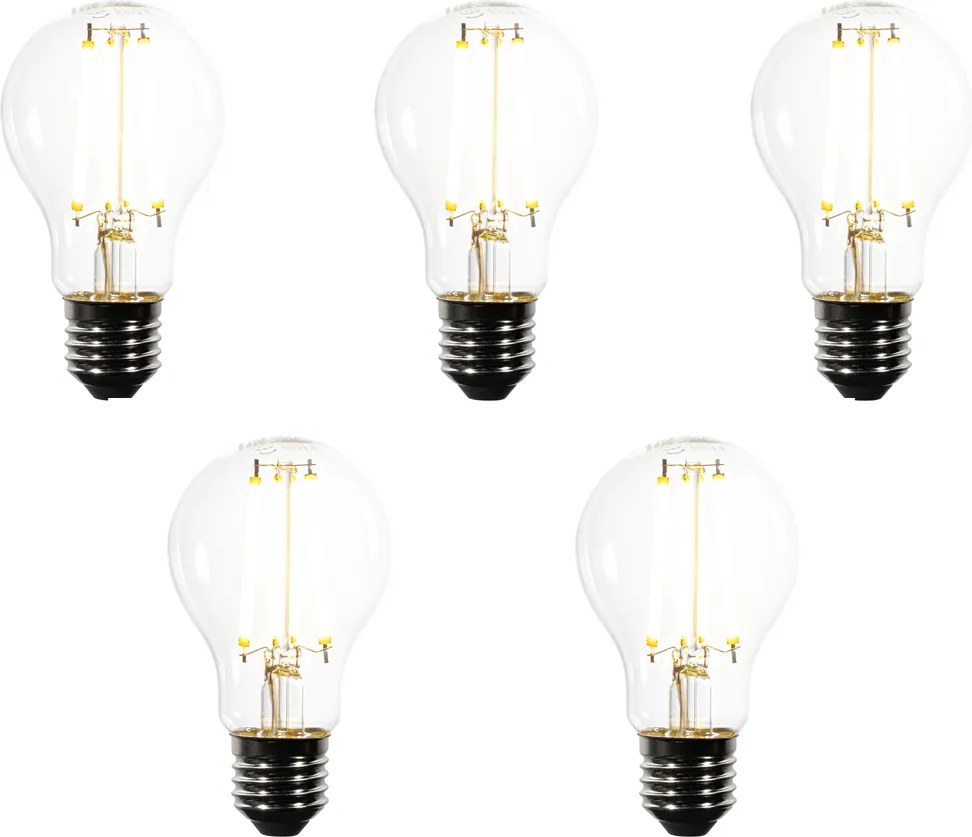 Conjunto de 5 Lâmpadas LED E27 Reguláveis A60 Transparentes 7.2W 1521lm 3000K