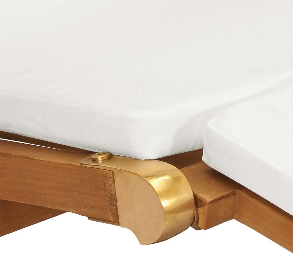 Espreguiçadeira com almofadão madeira teca maciça branco nata