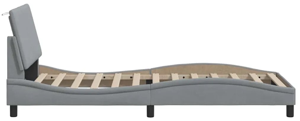 Estrutura de cama sem colchão 90x190 cm tecido cinzento-claro