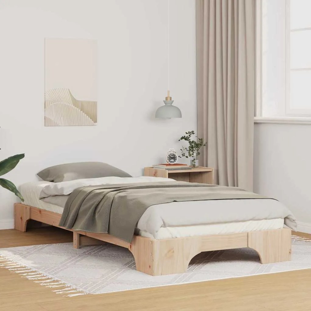 vidaXL Estrutura de cama de chão Castanho 80 x 210 cm madeira